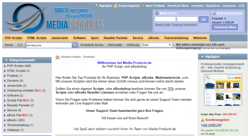Firmenprofil von: Webkatalog php Script: Media-Products