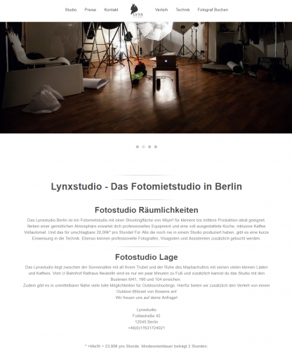 Firmenprofil von: Fotostudio in Berlin mieten – Lynx Studio 